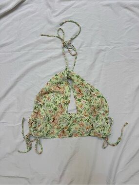 Beginning Boutique Mint Floral Smocked Halter Top